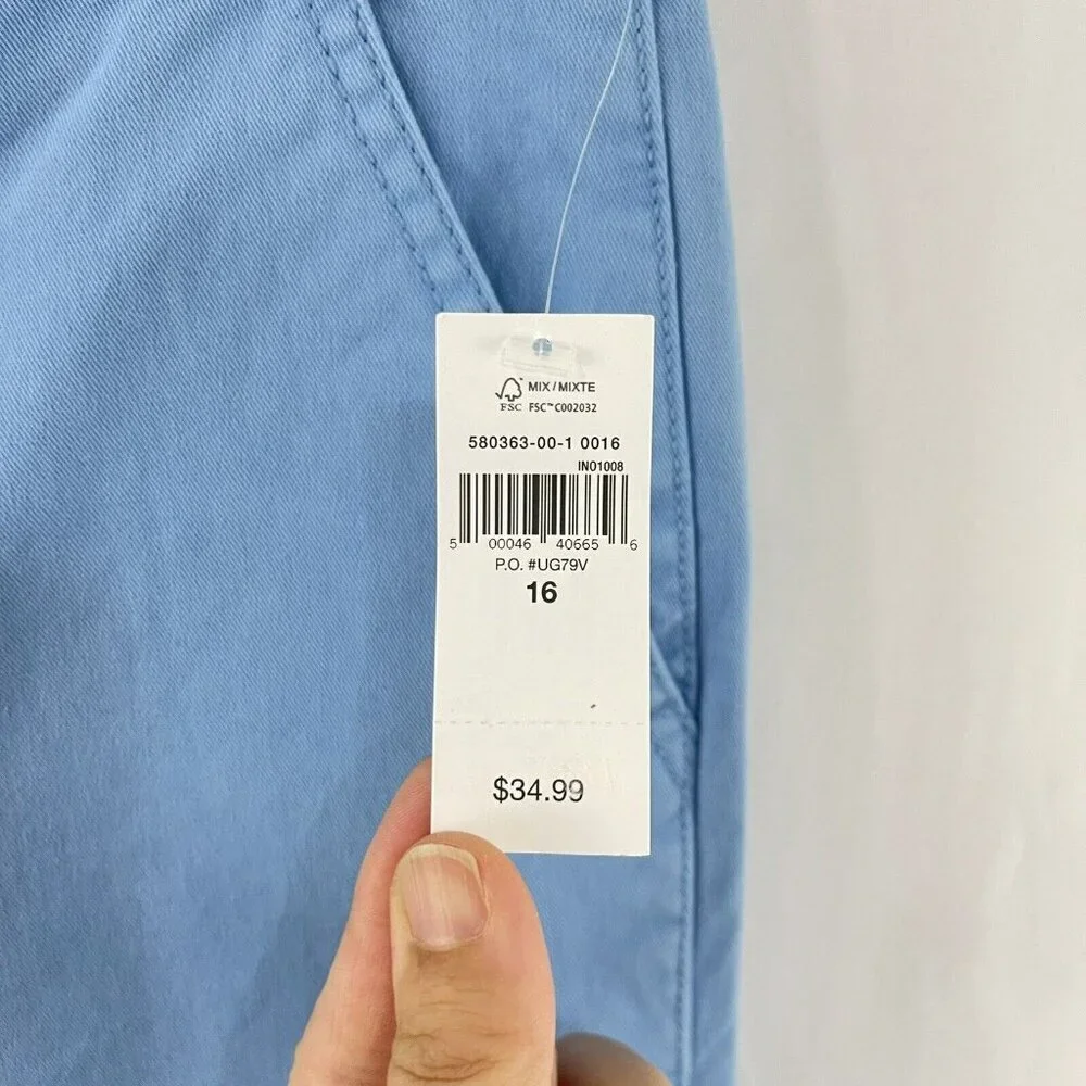 NWT‎ Gap Kids Boys Youth 16 Comfort Stretch Chino Pants Blue Adjustable Waist